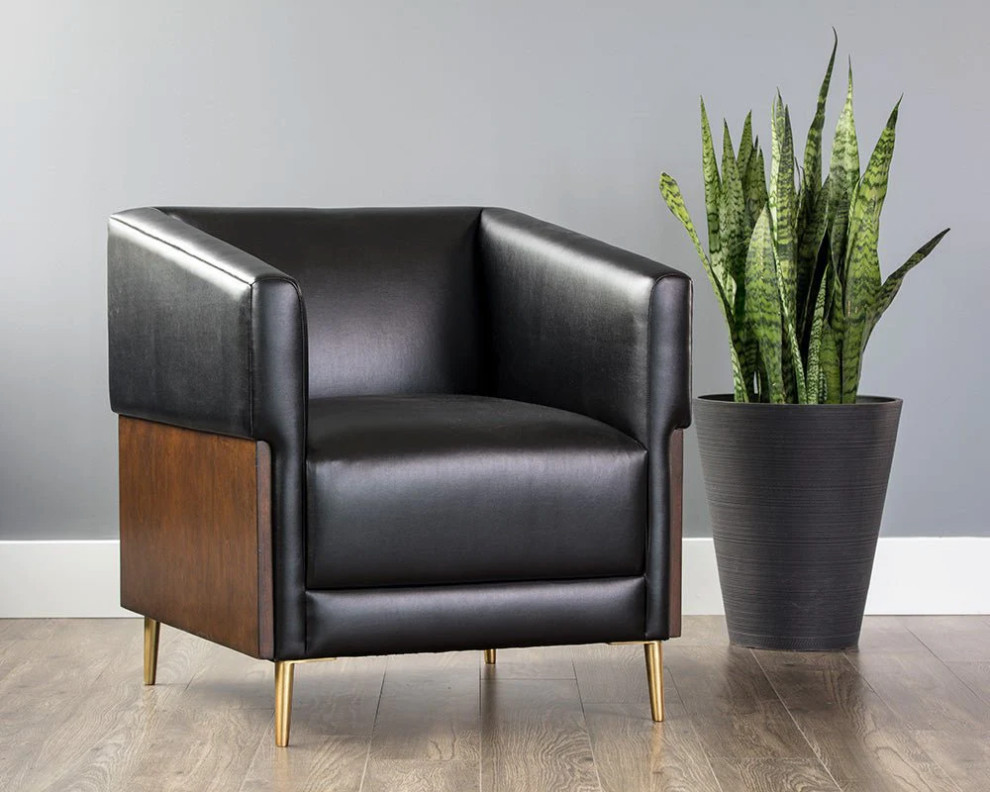 Nellis Lounge Chair  Castillo Black   Midcentury   Armchairs And Accent Chairs   by Peachtree Fine Furniture  Houzz