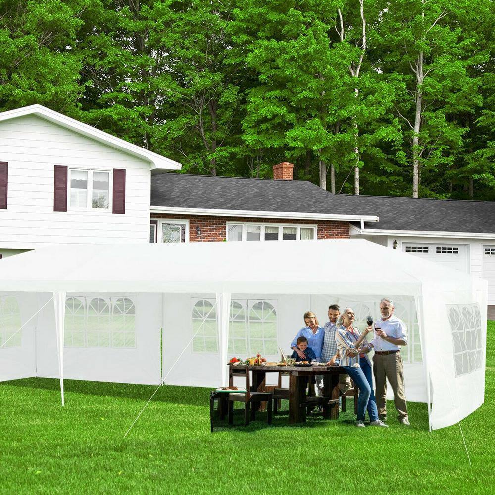 10 ft. x 30 ft. Outdoor Party Wedding 5 Sidewall Tent Canopy Gazebo OP-HKY-3935WH