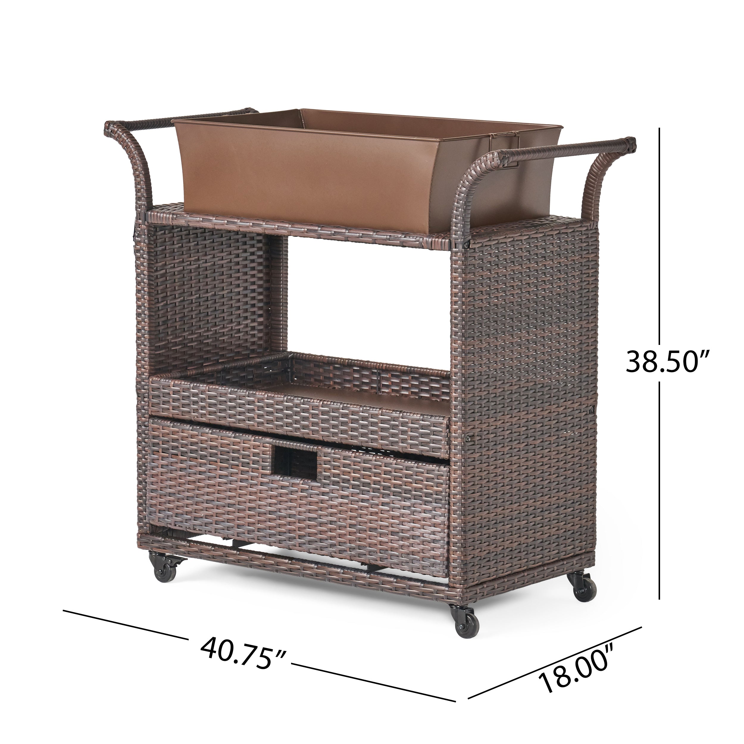 Maja Multi-Brown Wicker Bar Cart