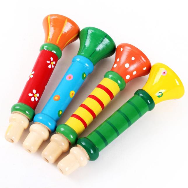 New Year's Deals!Womail Multi-Color Baby kids Wooden Horn Hooter Trumpet Instruments Music Toys on Clearance