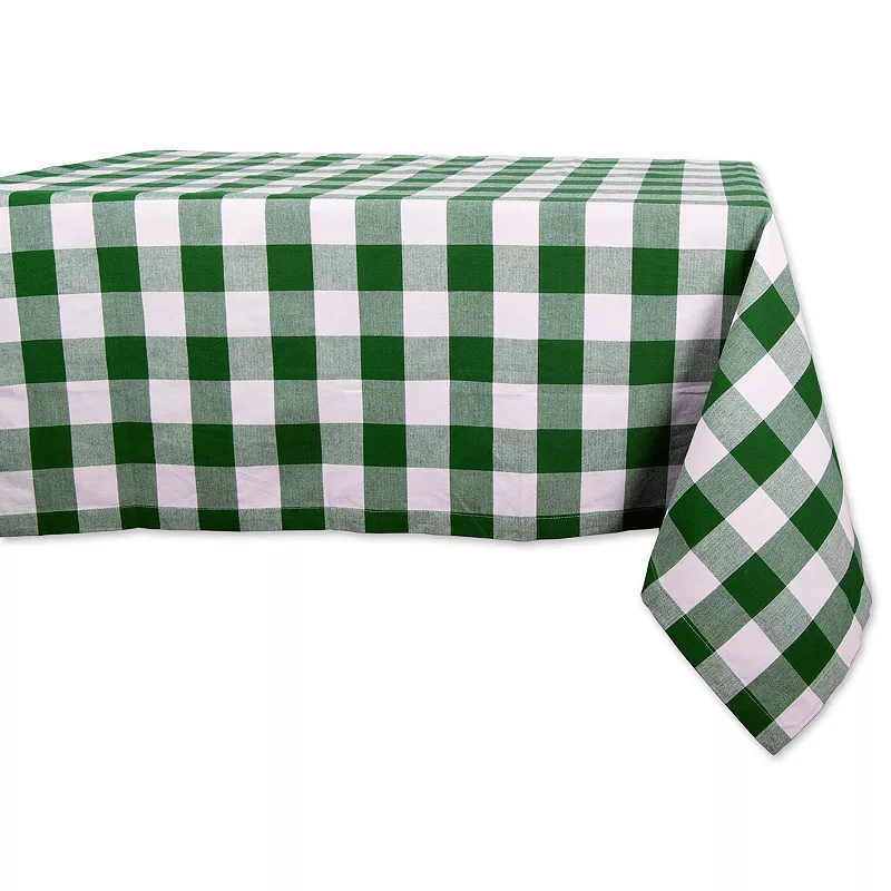 84 Green and White Checkered Rectangular Tablecloth