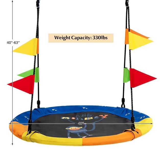 Costway 40 x27 x27 Flying Saucer Tree Swing Indoor Outdoor Swing W hanging Straps Monkey