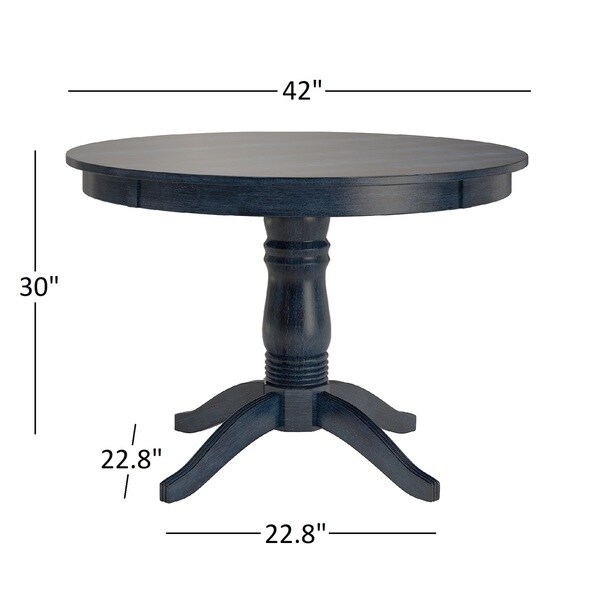 Wilmington II Round Pedestal Base Antique Dark Denim Breakfast Nook Set by iNSPIRE Q Classic