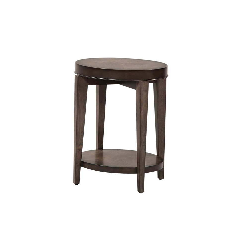 Penton Espresso Stone Oval Chair Side Table