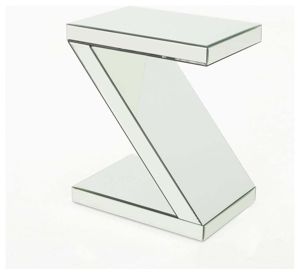 GDF Studio Adu Mirrored Z Shaped Side Table   Contemporary   Side Tables And End Tables   by GDFStudio  Houzz