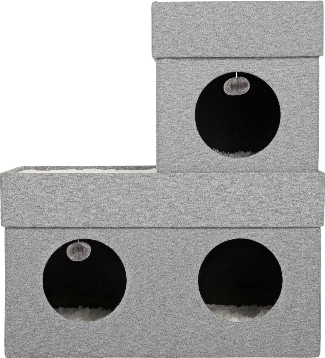 Frisco Single Cube Stackable and Collapsible Cat Condo， Gray