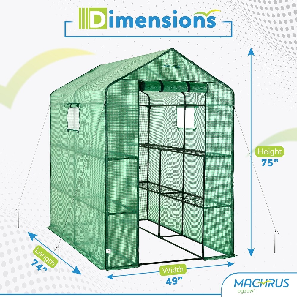 Machrus Ogrow Deluxe Walk In Greenhouse with Green Cover