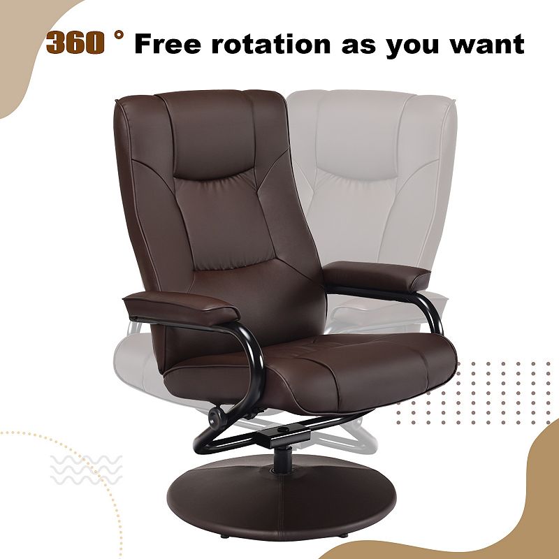 Swivel Lounge Chair Recliner With Ottoman