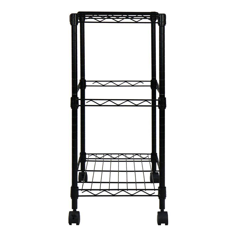 Oceanstar Portable 2-Tier Metal Rolling File Cart in Black 2MRC1507