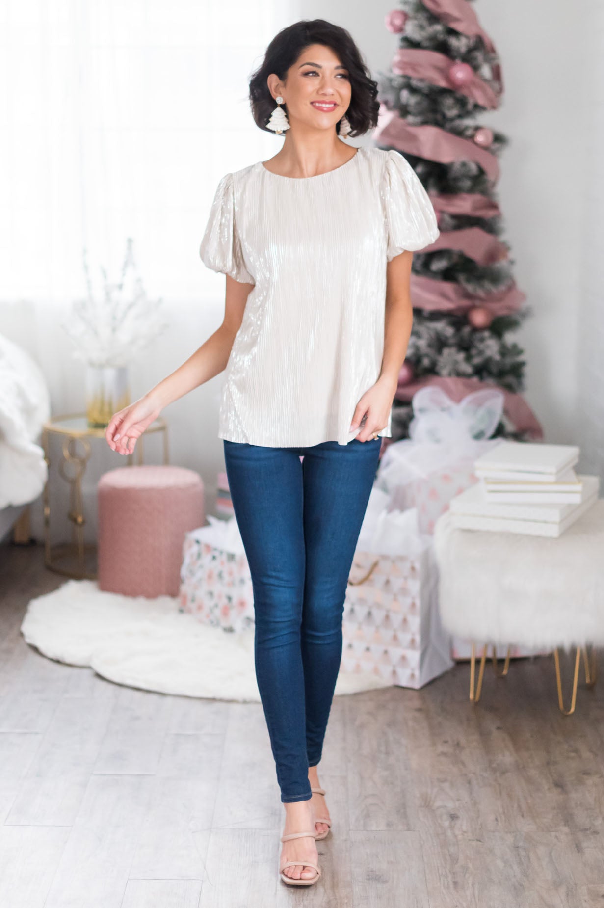 Peace on Earth Modest Metallic Top