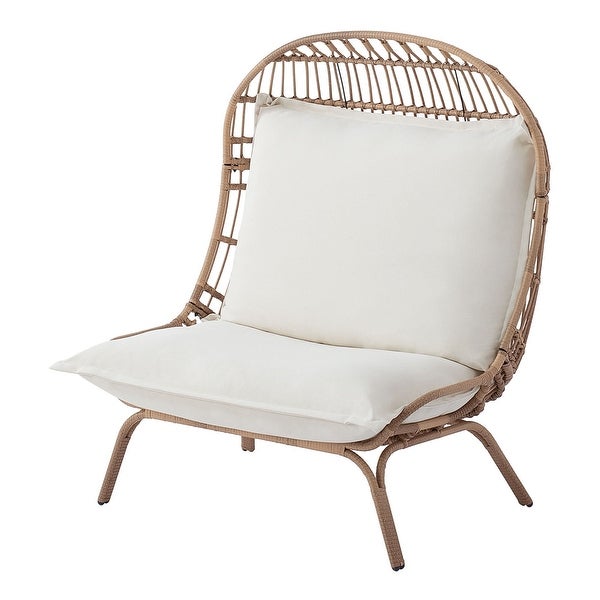 Willow Sage Steel Wicker Patio Cuddle Chair， Brown