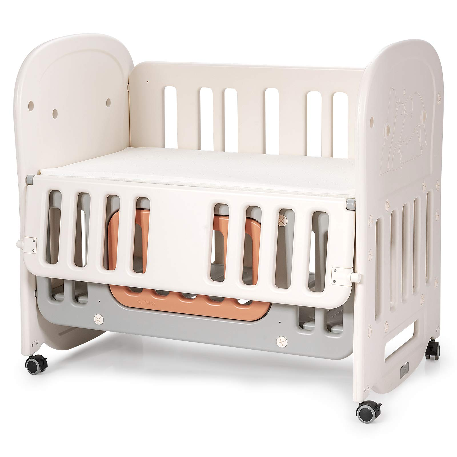 Rocking Bassinet Baby Bed with Detachable & Lockable Wheels for Easy Movement