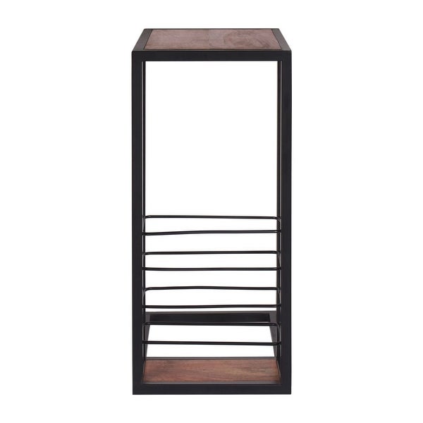 Edwin Contemporary Accent C Table in Iron and Acacia