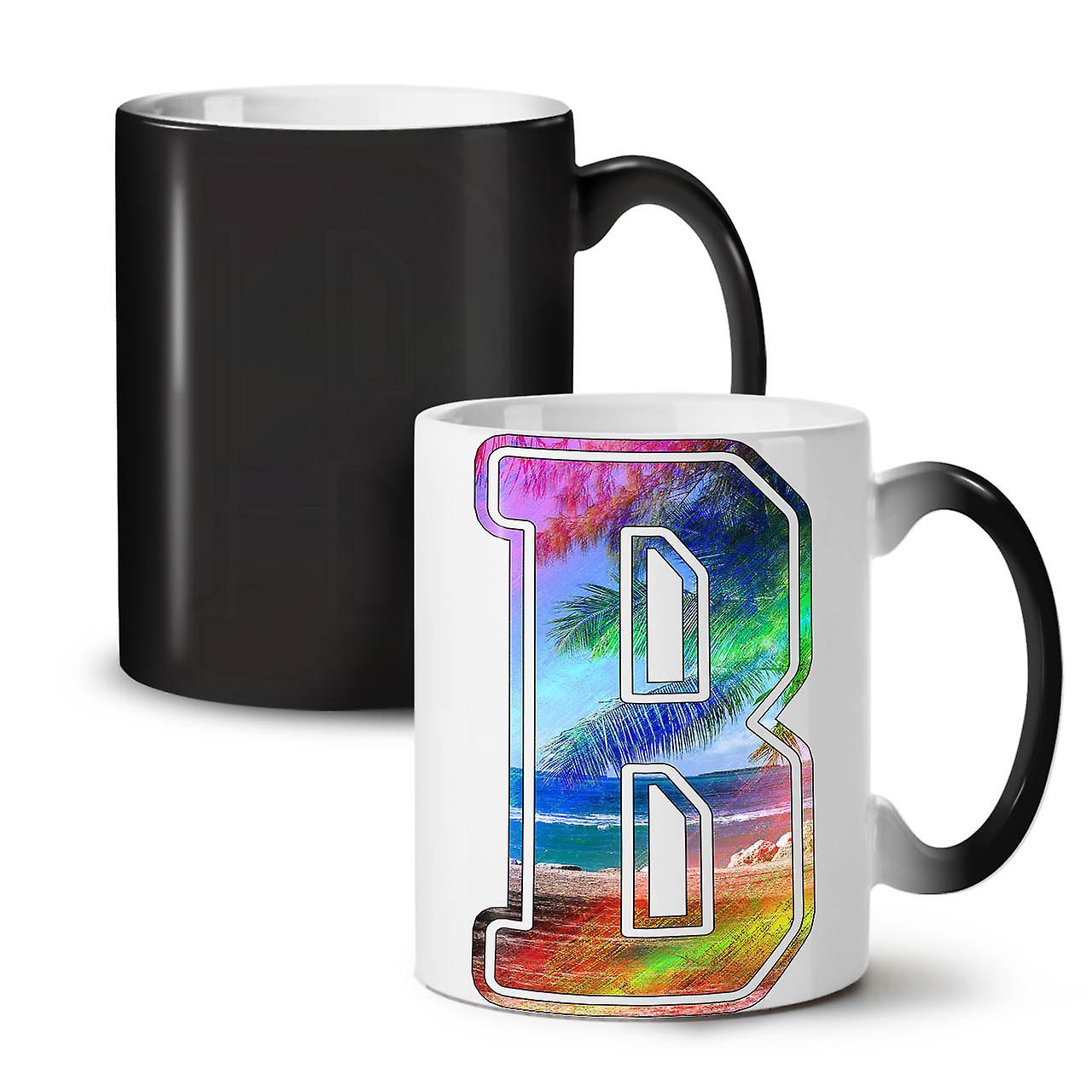 Letter B Beach NEW Black Colour Changing Tea Coffee Ceramic Mug 11 oz | Wellcoda