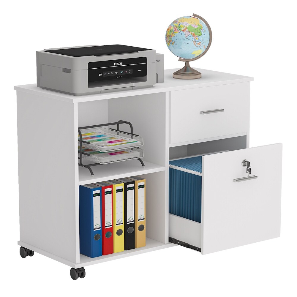 Mobile File Cabinet with Drawer and Lock  Letter Size