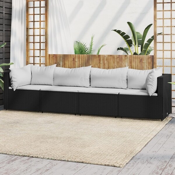 vidaXL Patio Lounge Set with Cushions Brown/Black/Gray Poly Rattan