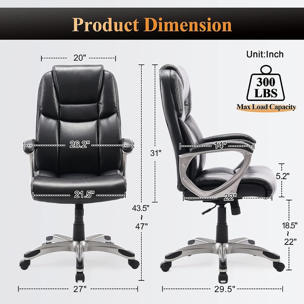 PU Leather Executive Chair Adjustable Height Office Chairs with Headrest Modern High Back Computer chair with Lumbar Support