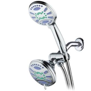 Aquastar Antimicrobial 48-Spray 4.3 in. High Pressure 3-Way Dual Shower Head and Handheld Shower Head Combo in Chrome 6740