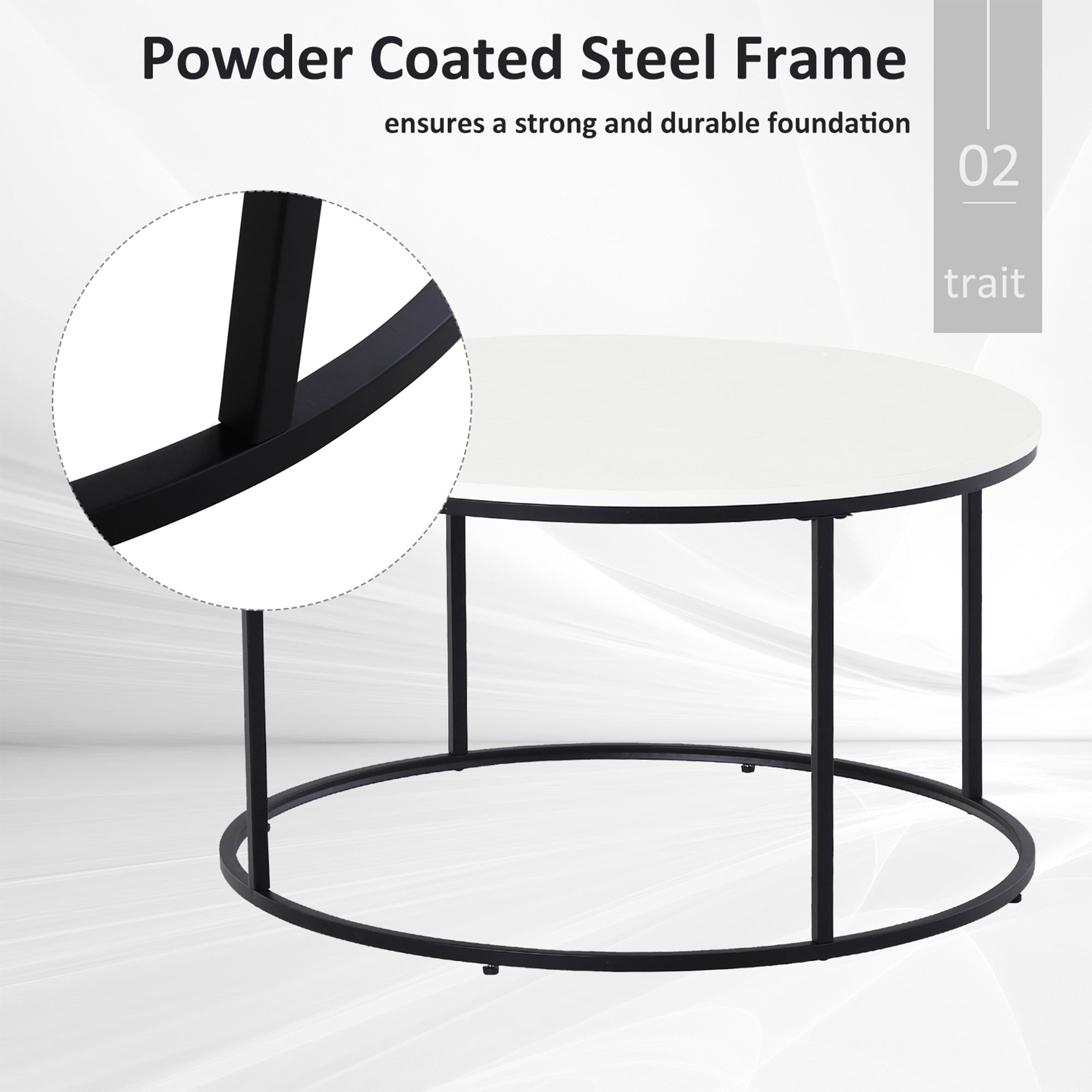 HomCom Metal Round Coffee Sofa Table Side with a Simply Chic Modern Design, Versatile Uses, & Easy Maintenance, White