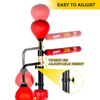 VEVOR Boxing Speed Trainer Adjustable Height Spinning Bar Training Boxing Ball with Reflex Bar  Gloves for Adult and Kid Red DGNQJBD2SDQRED001V0