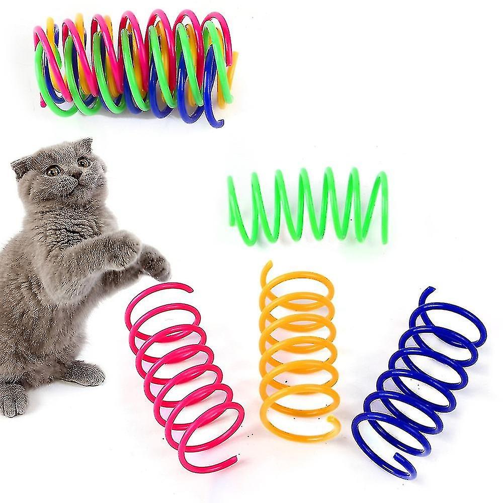 60 Pcs Cat Spring Toy Plastic Colorful Coil Spiral Springs Pet Action Wide