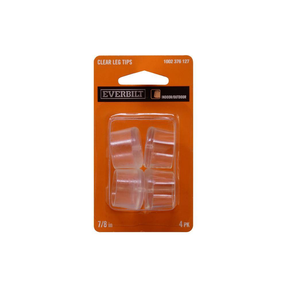 Everbilt 78 in. Clear Rubber Like Plastic Leg Caps for Table Chair and Furniture Leg Floor Protection (4-Pack) 46211