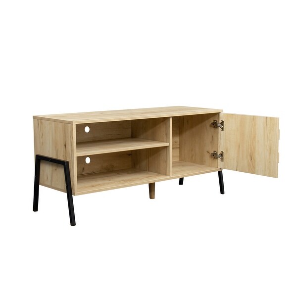 TV Stand Wooden Media Cabinet with LED Lights - 21