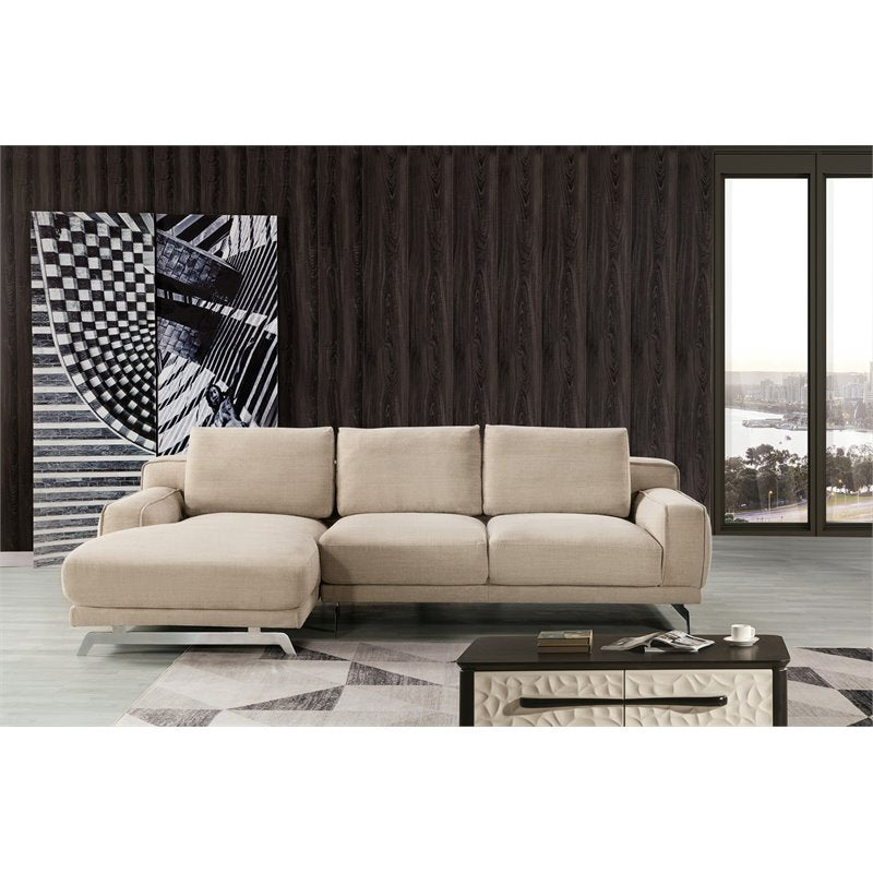 American Eagle Furniture Fabric Right Hand Sitting Sectional in Cream Beige