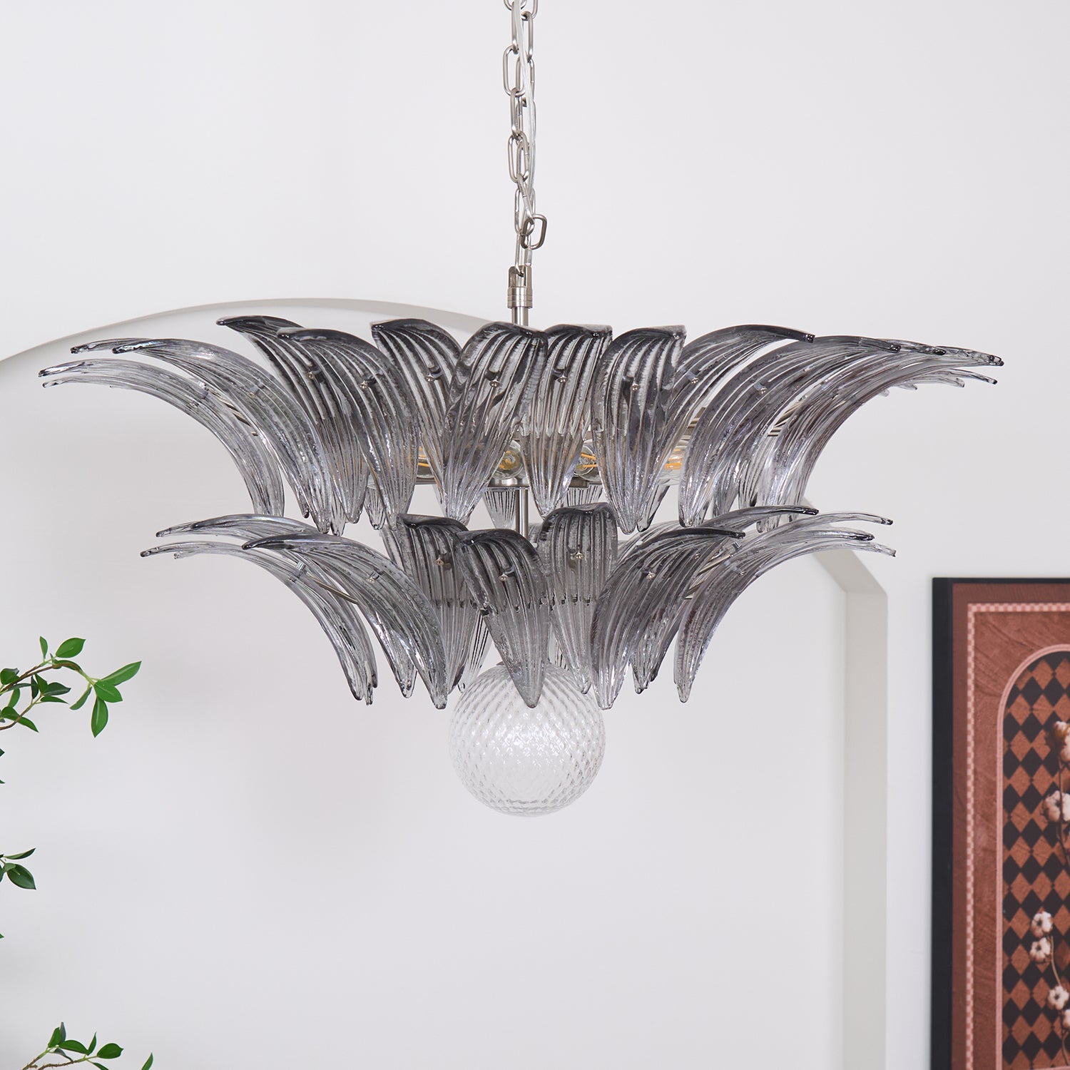 Murano Palmette Transparent Chandelier