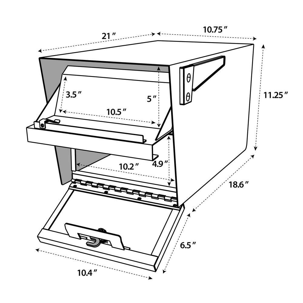 Mail Boss Mail Manager Locking Post-Mount Mailbox with High Security Reinforced Patented Locking System Black 7506BB