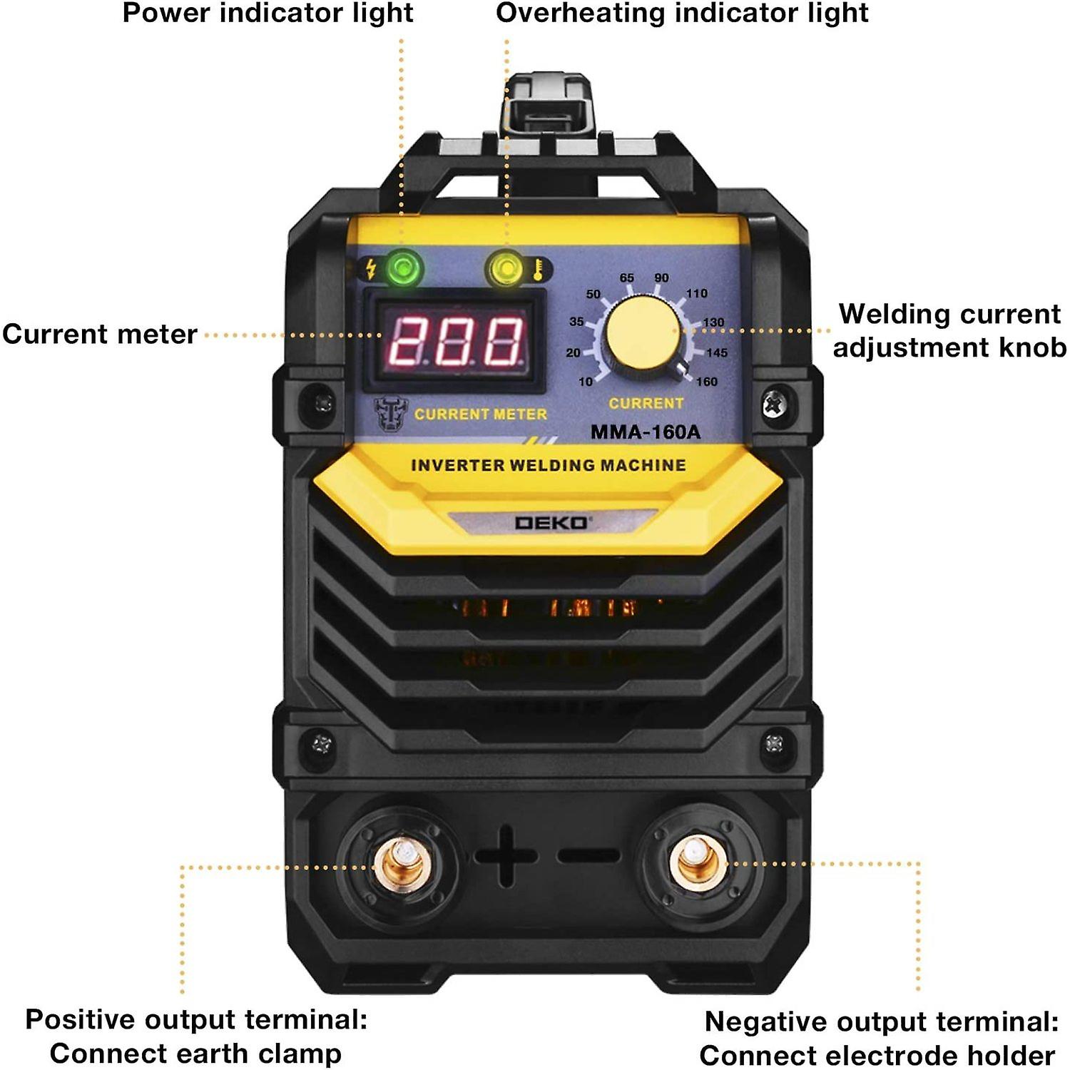 Dexusay 110/220v Mma Welder，160a Arc Welder Machine Igbt Digital Display Lcd Hot Start Welder With Electrode Holder，work Clamp， Input Power Adapter Ca