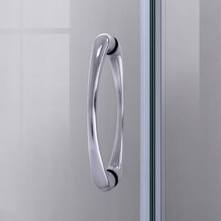 DreamLine Prime 33 in. x 33 in. x 74.75 in. H Corner Semi-Frameless Sliding Shower Enclosure in Chrome with Shower Base in White DL-6701-01FR