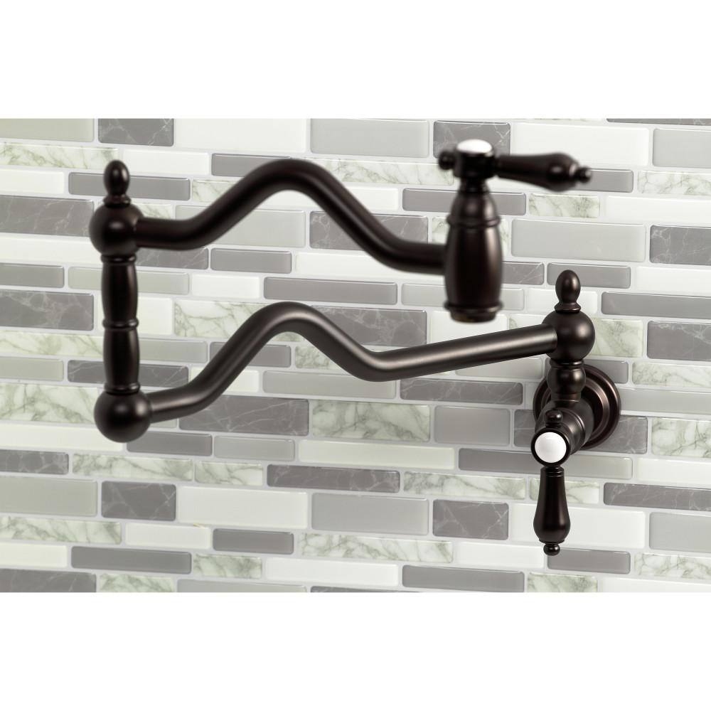 Kingston Brass Heirloom Wall Mount Pot Filler Faucets in Oil Rubbed Bronze HKS2105BAL