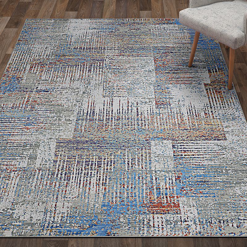 Couristan Vibrata Watercolor Blocks Multi-Pastels Area Rug