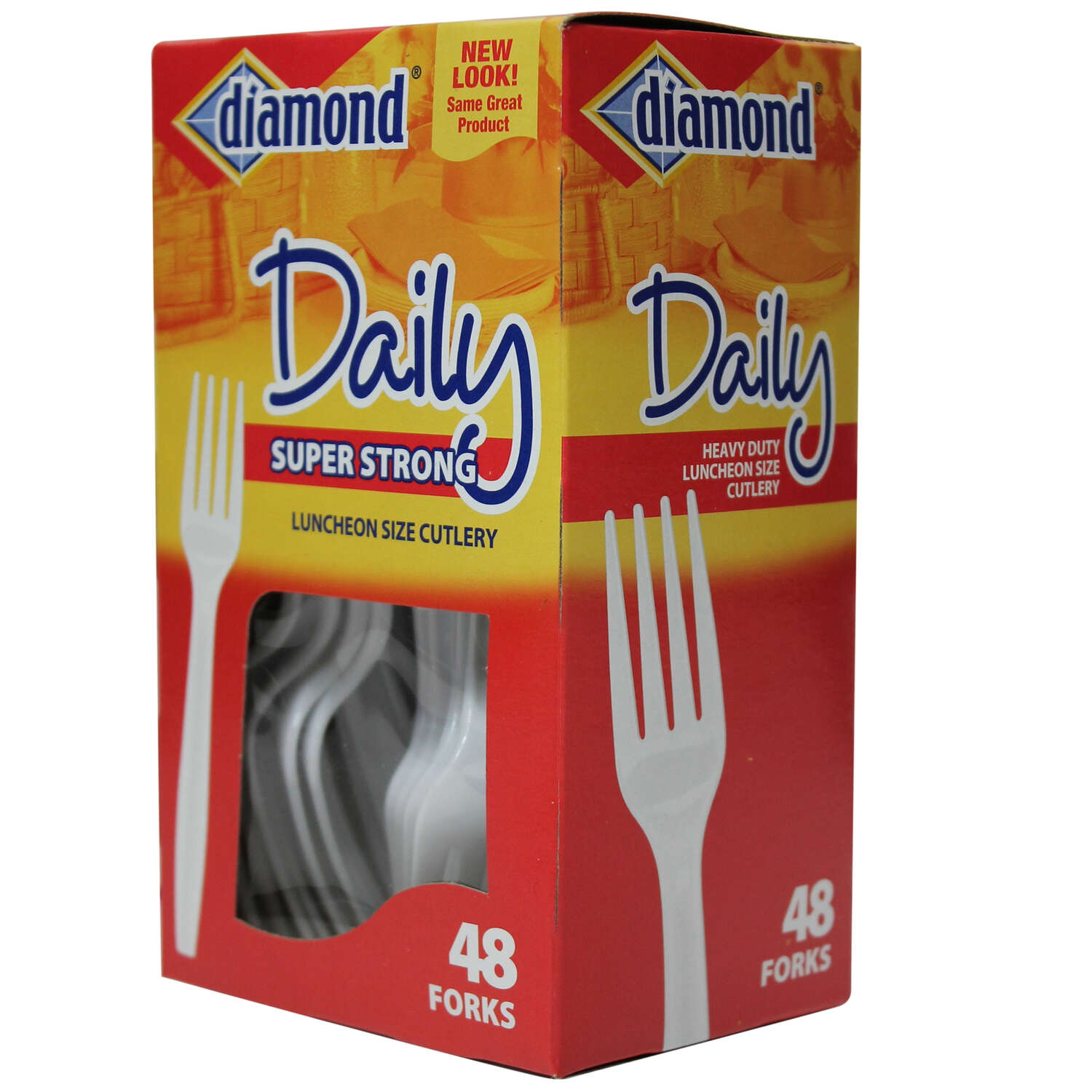 Diamond White Plastic Heavy Duty Forks 48 pk