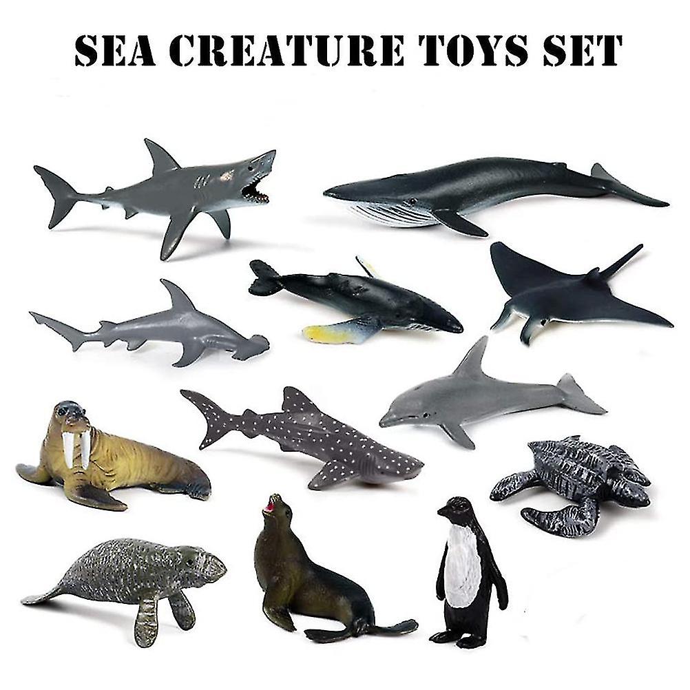 12pcs/set Simulated Sea Toy Animals Figures Plastic Marine Bath Toy Models Children Educational Toy