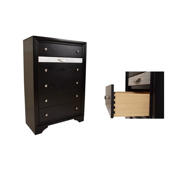 Traditional Matrix 5 Drawer Chest in Black made wi...