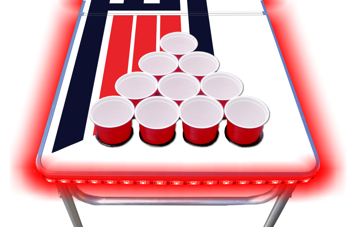 8-Foot Professional Beer Pong Table w/ Cup Holes & LED Glow Lights - Top Pong Edition