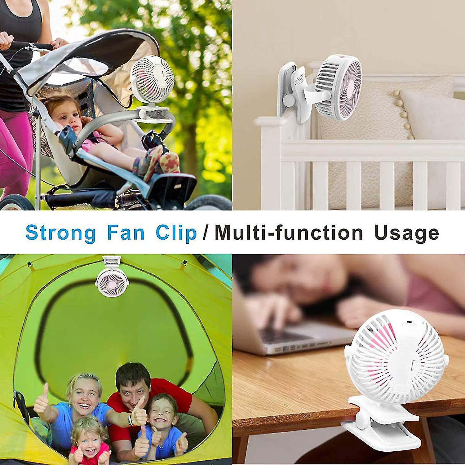 Wow Black With Battery Stroller Fan，clip On Battery Operated Fan Baby Fan With 3 Adjustable Speed Clip On Fans For Baby Carseat Travel Camping， Pink