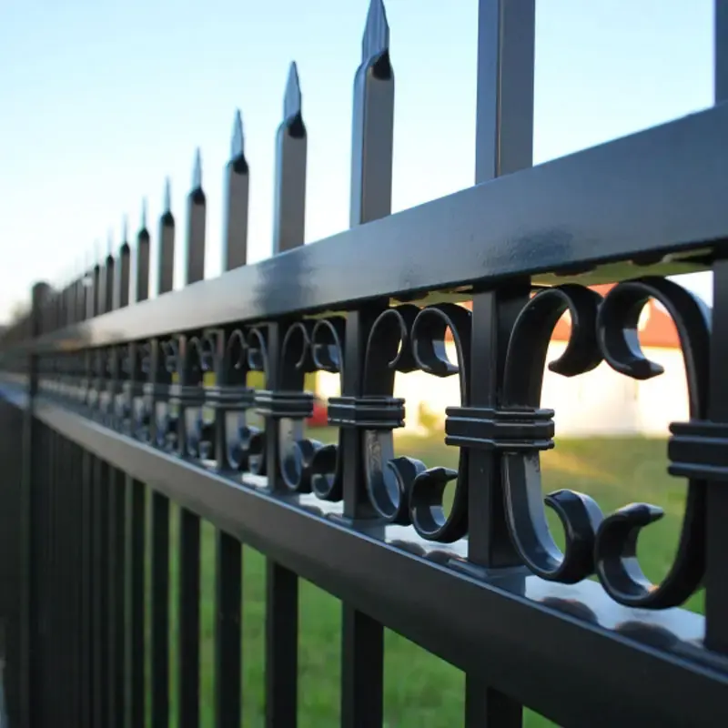 Professional manufacturer supply powder coated 8 ft high wrought iron security fence