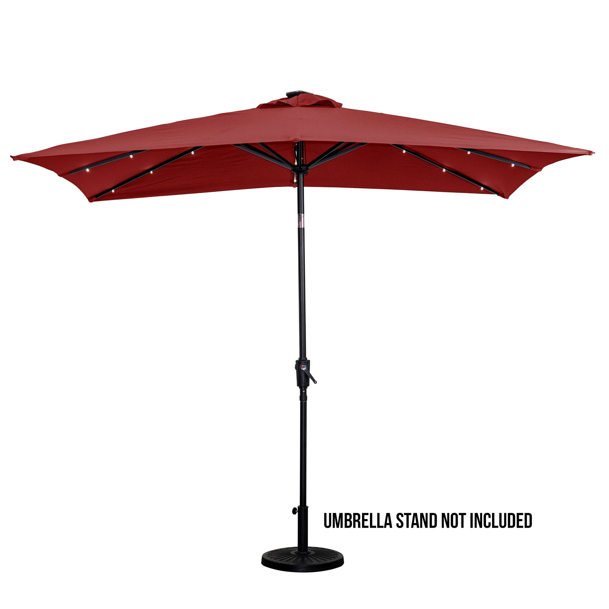 SunRay 9' x 7' Rectangular Patio LED Umbrella Solar Powered w/Crank & Tilt Outdoor Umbrella, Grey