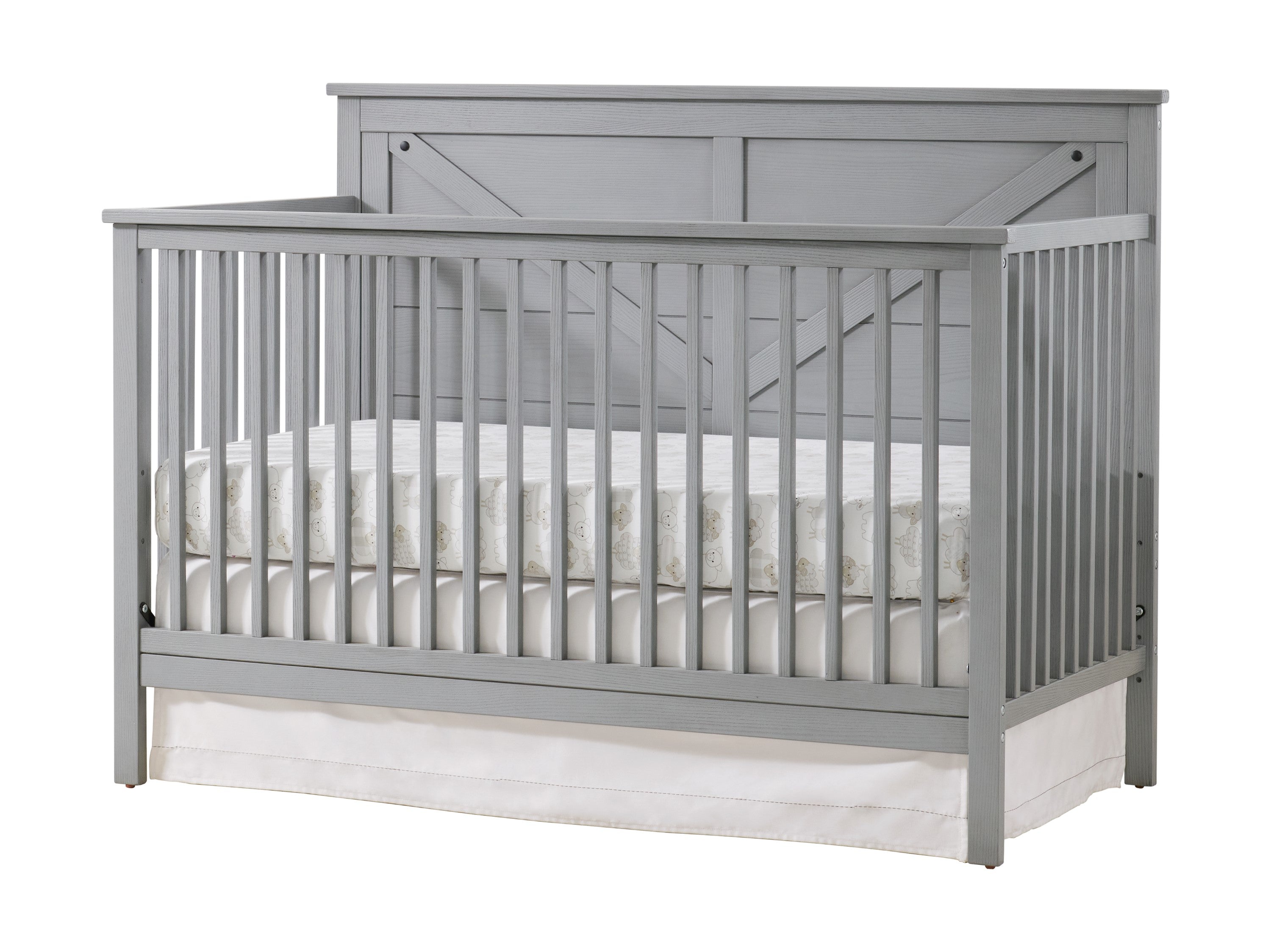 Oxford Baby Montauk 4-in-1 Convertible Crib, Farmhouse Gray, GREENGUARD Gold Certified, Wooden Crib