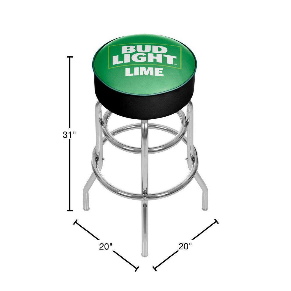 Trademark Bud Light Lime 31 in. Chrome Swivel Cushioned Bar Stool AB1000-BLLIME