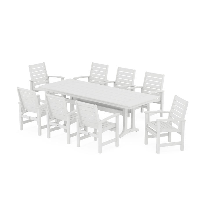 Polywood Signature 9-Piece Farmhouse Dining Set with Trestle Legs PWS1446-1