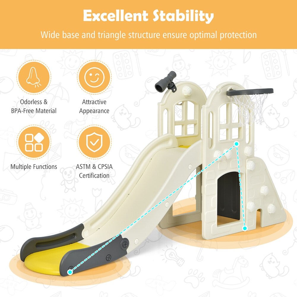 Costway 6 In 1 Large Slide for Kids Toddler Climber Slide Playset w/