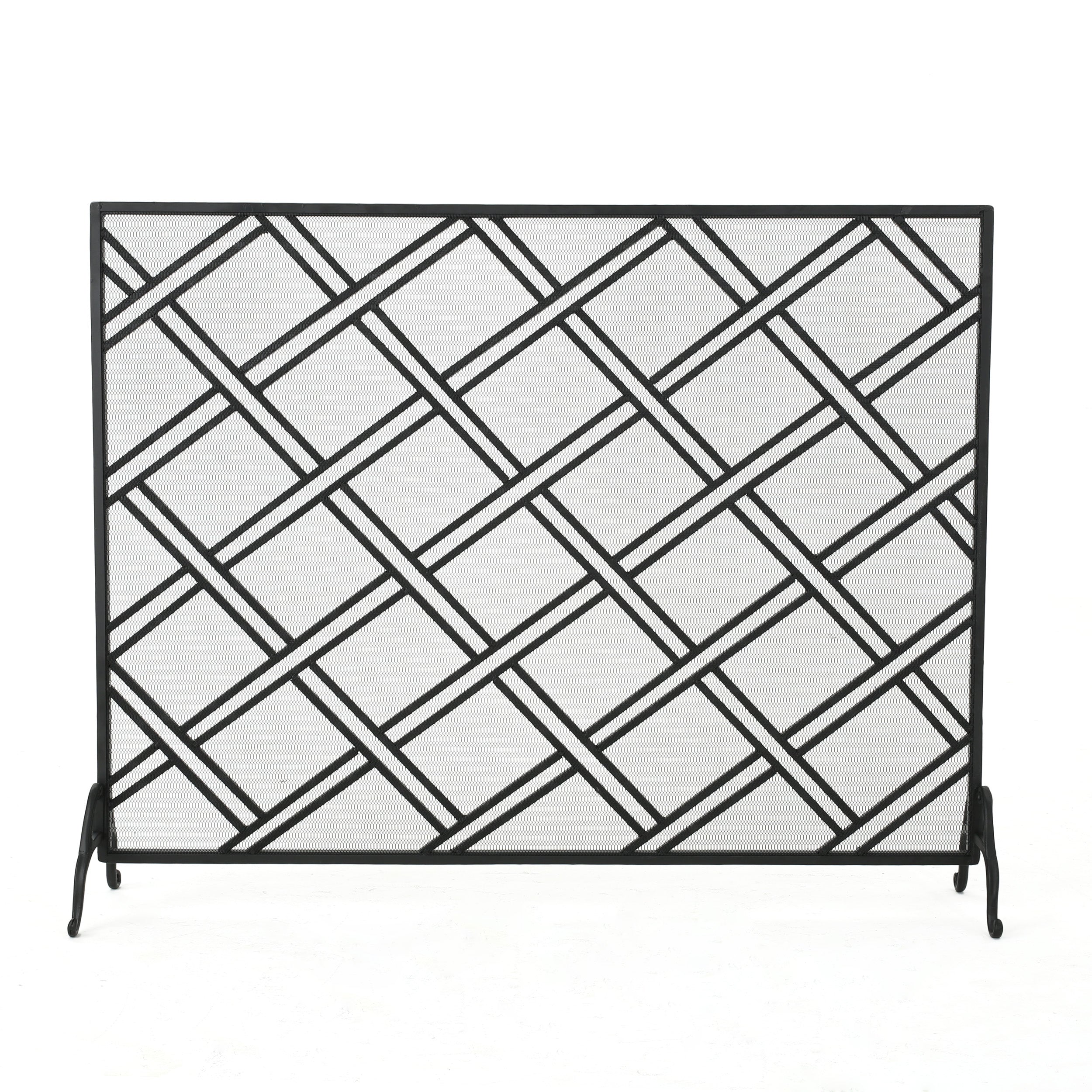 Josette Contemporary Single-Panel Iron Fireplace Screen