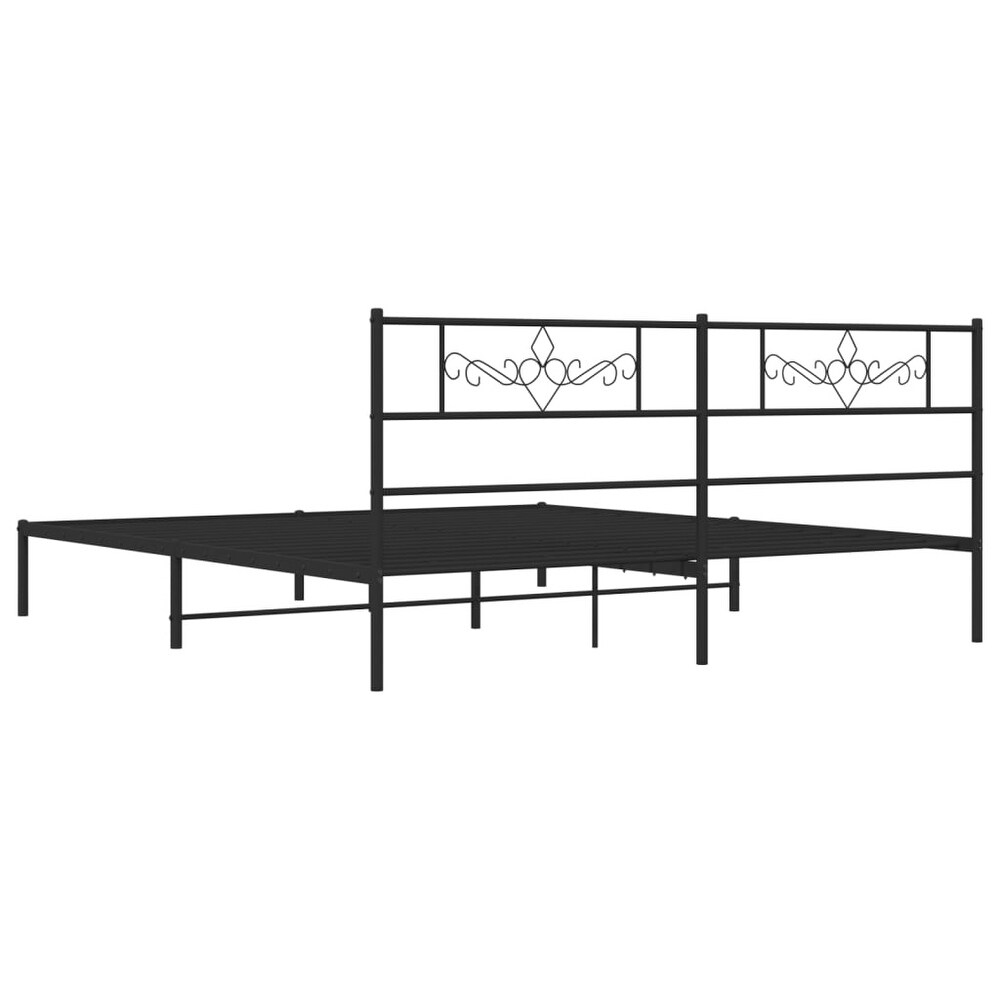 vidaXL Metal Bed Frame with Headboard Black 72\