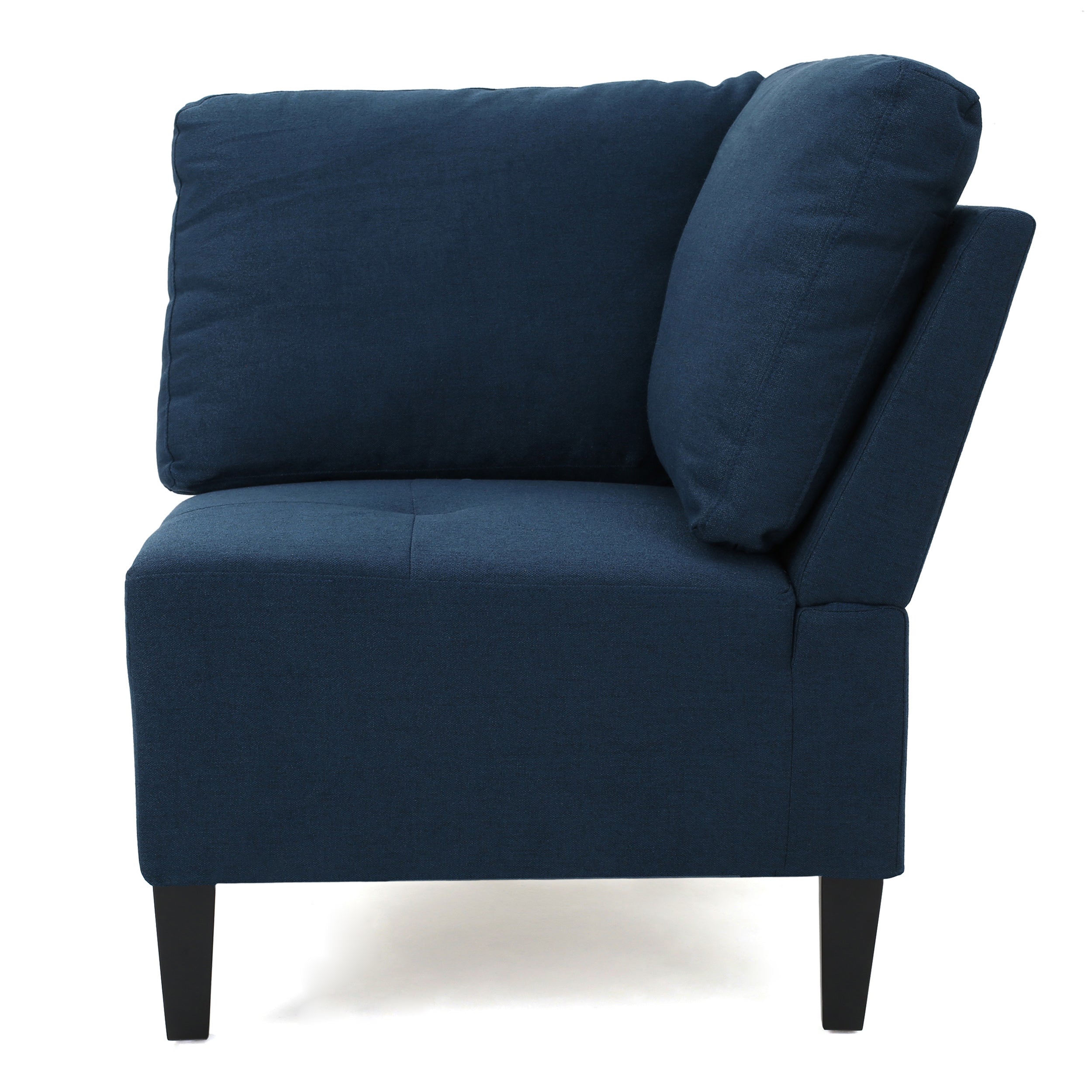 GDF Studio Bridger Fabric Sectional Couch with Ottoman, Dark Blue