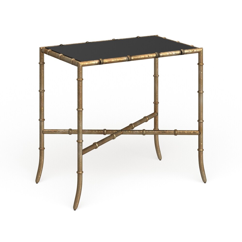 SAFAVIEH Hidden Treasures Black Mirrored Glass Gold Accent Table   23\