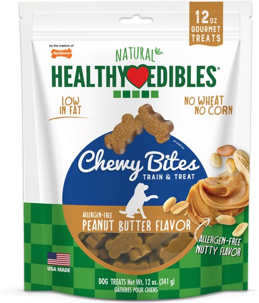 Nylabone Healthy Edibles Chewy Bites Peanut Butter Flavor Dog Training Treats， 12-oz bag